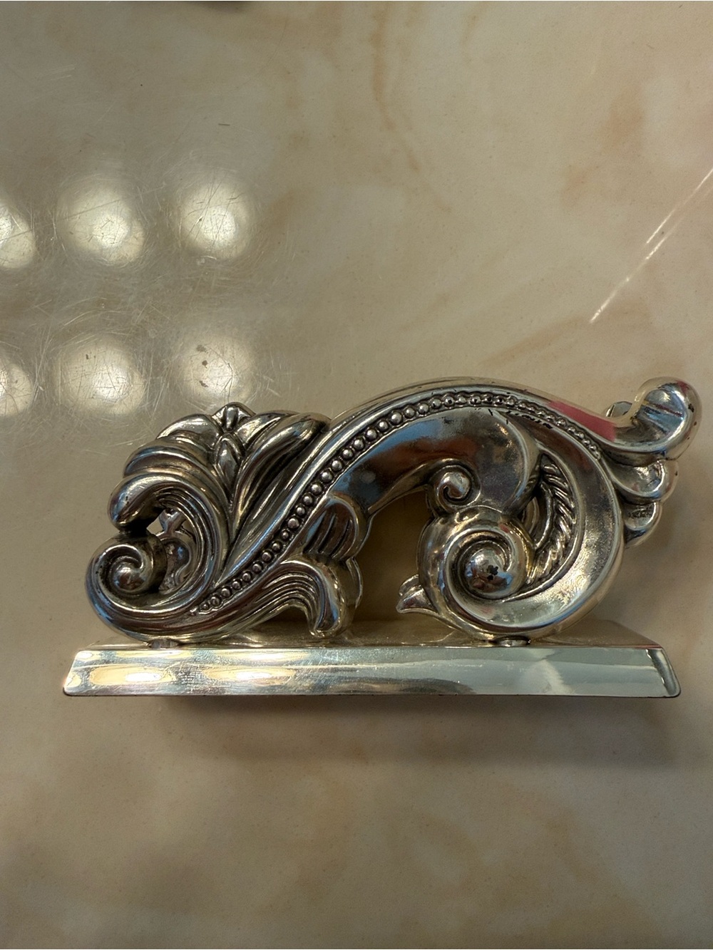 Brighton Silver Scroll Business Card Holder Silver Tone Desk or Pocket Case